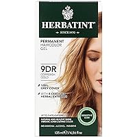 Herbatint Permanent Haircolor Gel, 9DR Copperish Gold, Alcohol Free, Vegan, 100% Grey Coverage - 4.56 oz