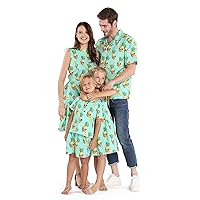 Matchable Family Hawaiian Luau Men Women Girl Boy Clothes in Pineapple Skull Turquoise