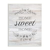 Stupell Industries Home Sweet Home Floral Stencil Ornament Rustic Sign, Design by Bluebird Barn