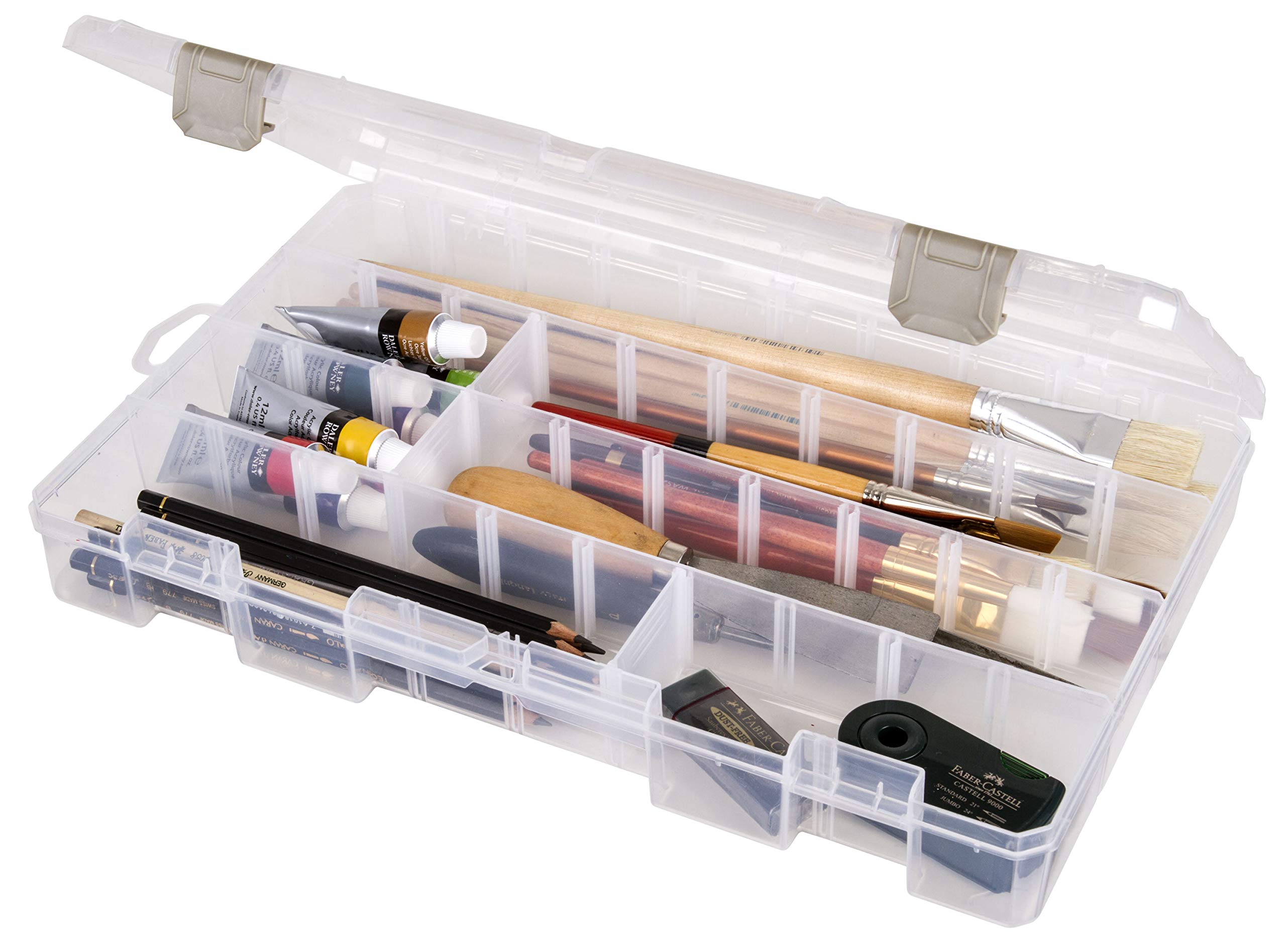 ArtBin 5004AB Large Solutions Box with Dividers, Art & Craft Organizer, [1] Plastic Storage Case, Clear