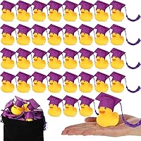 Jerify 48 Pcs Graduation Rubber Ducks with Grad Cap 2024 Diploma Grad Rubber Duck Graduation Party Bath Duck Graduation Cap Duck with Storage Bag for Student Graduation Gifts Party Favor(Purple)