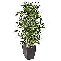 Nearly Natural 5ft. Bamboo Artificial Black Planter (Real Touch) UV Resistant (Indoor/Outdoor) Silk Trees, Green