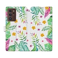 Wallet Case Replacement for Samsung Galaxy S23 S22 Note 20 Ultra S21 FE S10 S20 A03 A50 Flowers Watercolor Magnetic Leaves Flip Cover PU Leather Snap Exotic Folio Card Holder Tropical Green