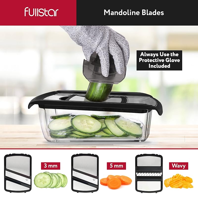Mua Fullstar Mandoline Slicer for Kitchen, Cheese Grater Vegetable  Spiralizer and Veggie Slicer for Cooking  Meal Prep, Kitchen Gadgets  Organizer  Safety Glove Included (11 in 1, Silver) trên Amazon Mỹ