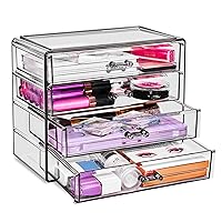 Sorbus Makeup Organizer - 4 Drawer Acrylic Make Up Organizers and Storage for Cosmetics, Jewelry, Beauty Supplies, Clear Makeup Organizer for Vanity, Girl's Room, College Dorm, Counter, Bathroom Sinks