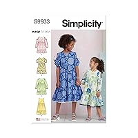 Simplicity Easy to Make Children's and Girls' Relaxed Fit Tiered Dress Sewing Pattern Packet, Design Code S9933, Sizes 7-8-10-12-14, Multicolor