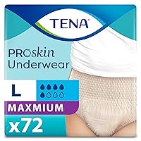 TENA Incontinence Underwear for Women, Maximum Absorbency, ProSkin - Large - 72 Count