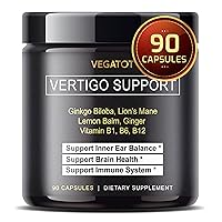 Vertigo Supplement 8,580MG *USA Made and Tested* Inner Ear Supplement with Ginkgo Biloba Lion's Mane Lemon Balm Ginger VIT B1, B6, B12- for Dizziness Spinning Inner Ear Balance