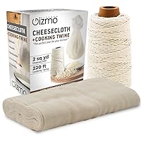 Kitchen Gizmo Cheesecloth and Cooking Twine for Meat - Grade 50 100% Unbleached Cotton Strainer, 2 Sq. Yards Cheese Cloth for Straining, w/ 220ft. Butcher Twine, Food Grade Bulk Homesteading Supplies