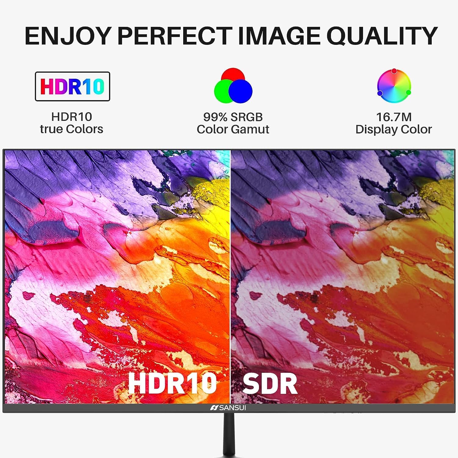 SANSUI Computer Monitors 27 inch 100Hz IPS FHD 1080P HDR10 Built-in Speakers HDMI VGA Ports Game RTS/FPS tilt Adjustable for Working and Gaming (ES-27X3L HDMI Cable Included)