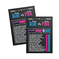 Paper Clever Party Gender Reveal Party Mommy or Daddy Games (25 Pack) Fun Guess Who Baby Shower Game Cards for Guests to Play – Pink and Blue - Boy or Girl
