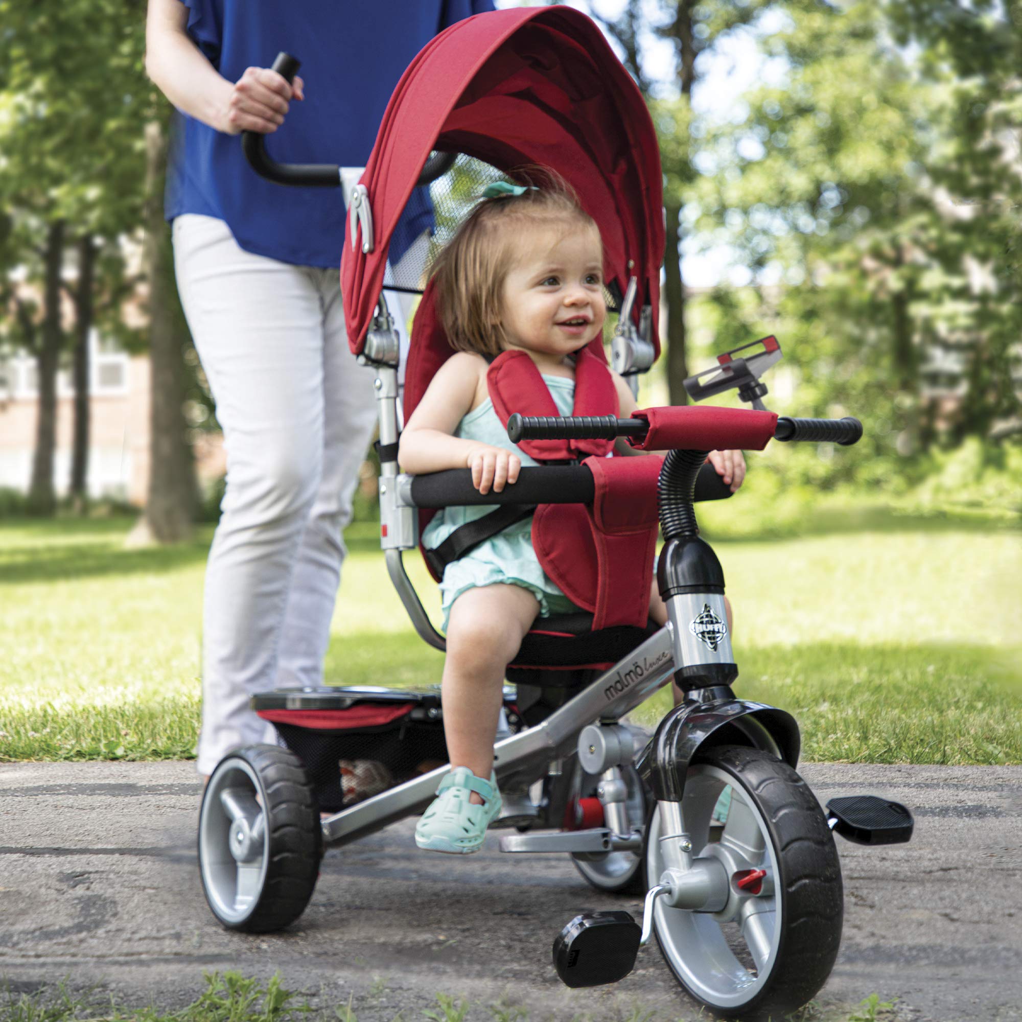 Huffy Malmö 4-in-1 Canopy Trike with Adjustable Push Handle, Folding Footrest, Removable Canopy