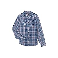 Silver Jeans Co. Boys' Long Sleeve Acid Wash Plaid Shirt