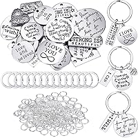 259 Pieces Inspirational Motivational Keychains Charms Bulk Keychains Inspirational Words Charms with Open Jump Rings Key Rings for Various DIY Necklaces, Bracelets