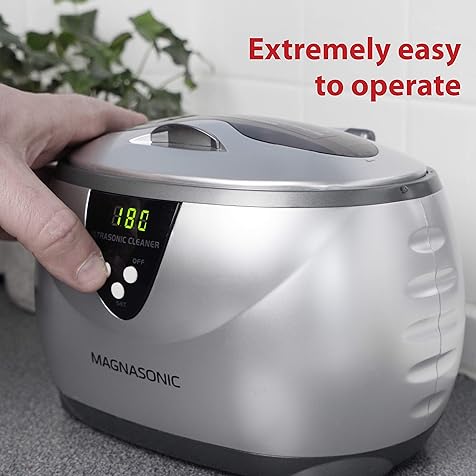 Professional Ultrasonic Jewelry Cleaner with Digital Timer and 20z Stainless Steel Tank for Eyeglasses, Rings, Earrings, Coins, Tools, Dentures, Hygiene Items (MGUC500)