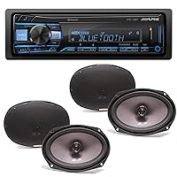Alpine UTE-73BT Bluetooth® Multimedia Receiver (Does Not Play CDs) with Two Pairs SXE-6926S 6x9 Coax Speakers