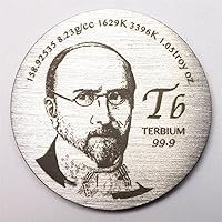 Tribute to Discoverer of Terbium 1.5 inch 38.1mm Diameter Pure Tb Metal Coin