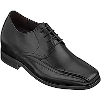Men's Invisible Height Increasing Elevator Shoes - Black Leather Lightweight Dress Shoes - 3 Inches Taller