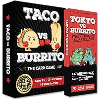 Taco vs Burrito Card Game + Tokyo vs Burrito Expansion Bundle - Family Game Night and Party Game for Kids, Teens, and Adults - 2-8 Players - Created by a 7 Year Old