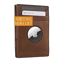 GARZINI Magic AirTag Wallet, Mens Wallet with Airtag Holder, Minimalist Wallet with RFID card holder, Leather Wallet for 10 cards, Brushed Brown