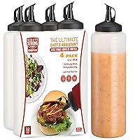 4 Pack Condiment Squeeze Bottles 32 Oz –Easy Pour Sauce Bottles With Leak Proof Snap Cap, Plastic Squeeze Bottles For Sauces, Condiment Bottles, Condiment Containers