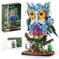 JOJO&Peach Floral Owl Toy Building Sets, MOC Flower & Animal Collectible Table Art, Mother's Day Birthday Gifts Toys for Adults and Kids Age 8+(1193 Pieces)