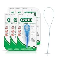 GUM Eez-Thru Floss Threaders, Dental Flossers for Braces, Bridges, & Implants,25ct(6pk)