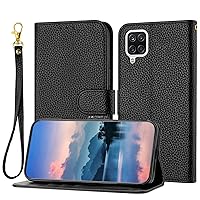 Phone Flip Case Wallet Case Compatible with Samsung Galaxy A12 4G/M12 4G/F12 4G Compatible with Women and Men,Flip Leather Cover with Card Holder, Shockproof TPU Inner Shell Phone Cover & Kickstand ph