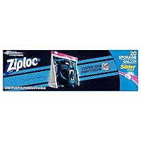 Ziploc Slider Storage Gallon Bag, Great for Grab-and-go Snacking, Tailgating or homegating, 20 Count- NFL North Carolina Panthers