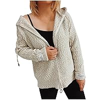 Women Hooded Sweater Cardigan Oversized Chunky Knit Zipper Drawstring Sweatshirt Coat Winter Fashion Casual Knitwear