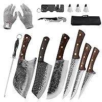 Chef/Butcher Fish Knife Set, High Carbon Steel Hand Forged Boning Carving Knife With Sheath For Kitchen, Camping, BBQ,8/12pcs