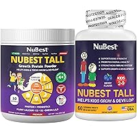 NuBest Bundle Kids’ Height Growth, Overall Health, Immunity Duo: Vanilla Plant-Based Protein 10 Serving Tall Kids 60 Chewable Tablets - Multivitamin, Calcium, Probiotic, Omega 3-6-9 and More