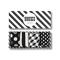 Happy Socks Black & White Design - Crew, No Show, Low Socks for Men & Women, with Gift Boxes - with Sustainable Cotton