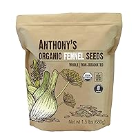 Anthony's Organic Fennel Seeds, 1.5 lb, Whole Seeds, Non-Irradiated, Gluten-Free, Non-GMO
