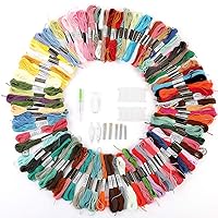 Embroidery Thread - Premium Rainbow Color Embroidery Floss 100 Skeins with Cross Stitch Tool Kits for Friendship Bracelets String