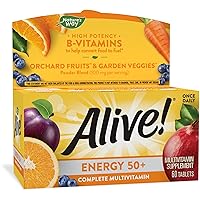 Nature’s Way Alive! Adults 50+ Complete Multivitamin, Supports Multiple Body Systems, Supports Cellular Energy, High Potency B-Vitamins, Gluten-Free, 60 Tablets