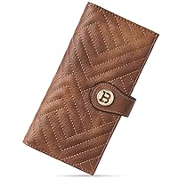 BOSTANTEN Slim Wallet Women Leather RFID Blocking Credit Card Holder Bifold Thin Wallet with Zipper Pocket Brown
