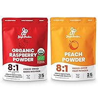 Jungle Powders Peach Powder & Organic Raspberry Powder 5 Ounces, USDA Organic Freeze Dried Raspberries from Whole Berry for Baking, Additive Filler Free Red Superfood Extract Rasberries Smoothies