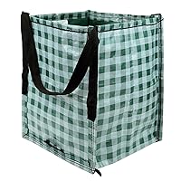 DURASACK Heavy Duty Storage Tote Bag 22-Gallon Rugged Woven Polypropylene Moving Bag, Reusable Self-Standing Design, Holds up to 500 Pounds, Single, Gingham Green
