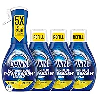 Dawn Platinum Powerwash Dish Spray, Dish Soap, Lemon Scent, 1 Starter Kit 16 Oz Bottle and 3 Refill 16 Oz Bottles, Totally (Pack of 4)