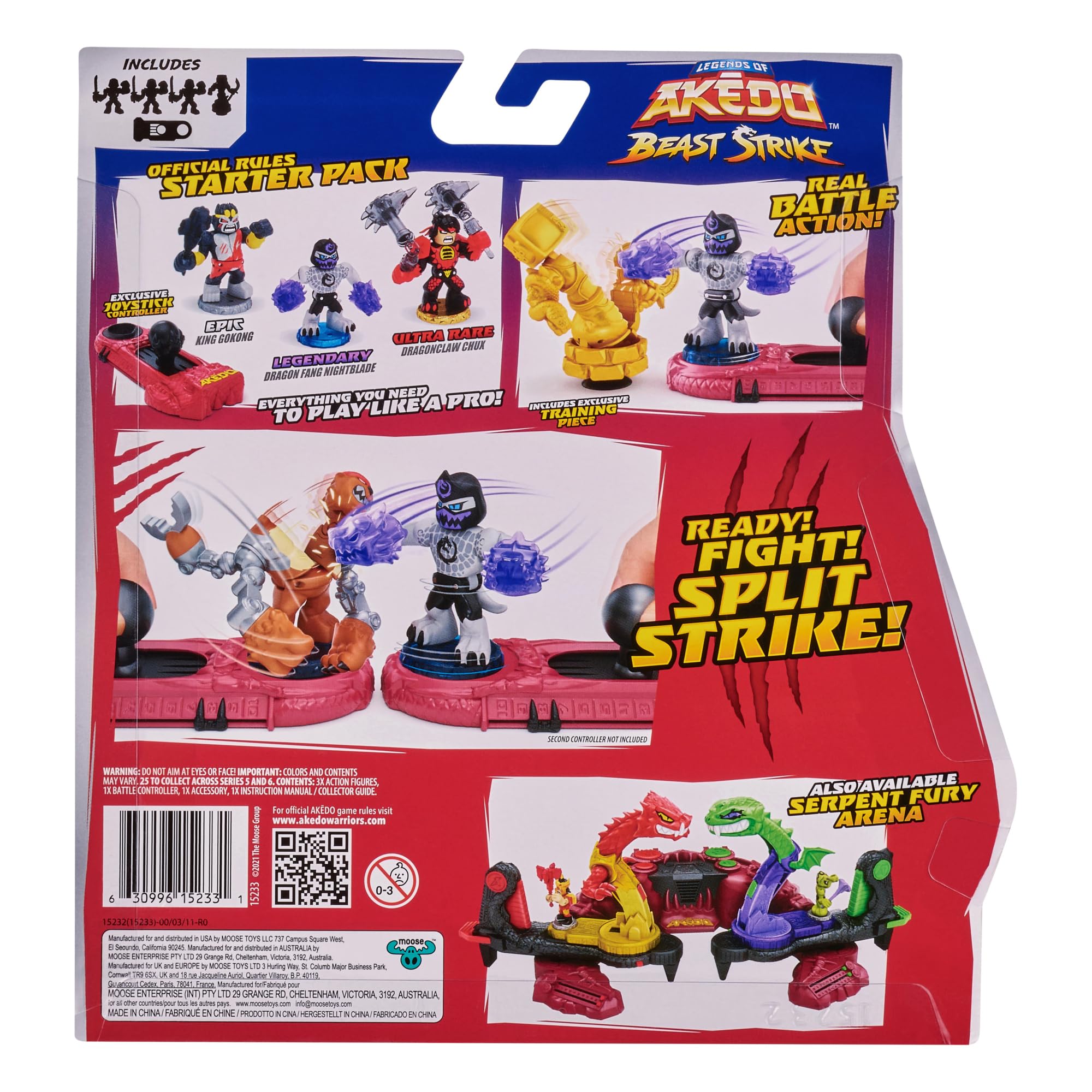 Legends of Akedo Beast Strike - Official Rules Bite Strike Starter Pack - 3 Mini Battling Warriors with Training Practice Piece and Exclusive Joystick Controller