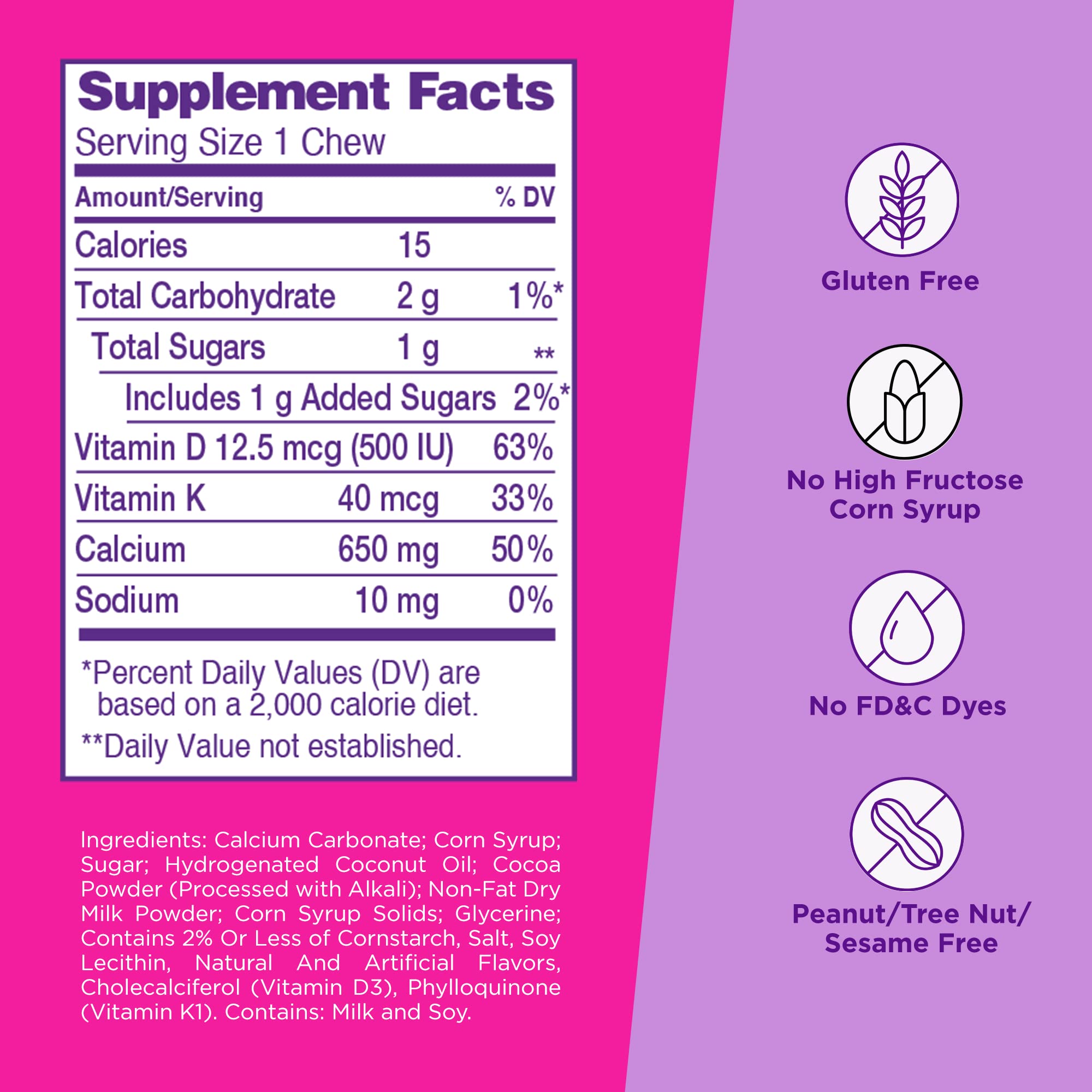 Viactiv Calcium +Vitamin D3 Supplement Soft Chews, Caramel & Calcium +Vitamin D3 Supplement Soft Chews, Milk Chocolate, 60 Chews - Calcium Dietary Supplement for Bone Health