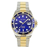 Del Mar 50388 46mm Stainless Steel Automatic Watch w/Stainless Steel Band in Two Tone with a Blue dial