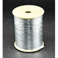 Silver Flat Badla (Metallic Yarn) Thread for Embroidery Work, Beading, Jewellery Making and Crafts, 1 Roll