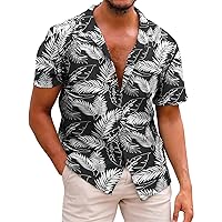 Men's Hawaiian Shirt Tops Vintage Short Sleeve Button Down Beach Shirt Male Tropical Floral Summer Pullover Party Holiday