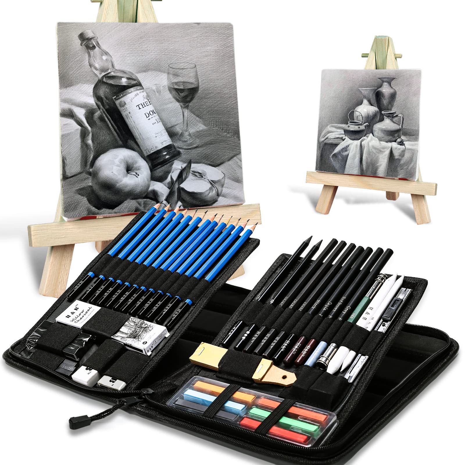 GetUSCart- H & B Sketching Pencils Set, 48-Piece Drawing Pencils and Sketch  Kit, Complete Artist Kit Includes Sketch Pad, Graphite Pencils, Sharpener &  Eraser, Professional Sketch Pencils Set for Drawing