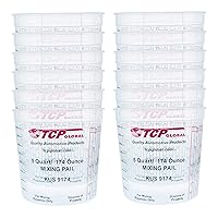 Custom Shop /TCP Global (Pack of 12 - Mix Cups/Buckets - 5 Quart) - (174 Ounce Volume Paint and Epoxy Mixing Cups) - Mix Cups are Calibrated Multiple Mixing Ratios (1-1) (2-1) (3-1) (4-1) (8-1) Epoxy Resin