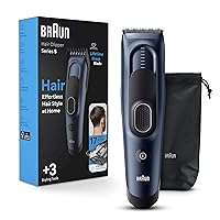 Braun Hair Clippers Series 5 5350, Hair Clippers for Men, Hair Clip from Home with 17 Length Settings, Incl. Memory SafetyLock Recall Setting, Ultra-Sharp Blades, 2 Combs, Pouch, Washable