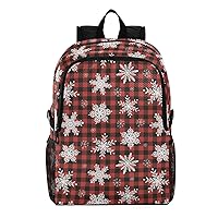 ALAZA Snowflakes Red Black Buffalo Plaid Packable Travel Camping Backpack Daypack