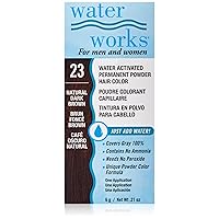 Water Activated Permanent Powder Hair Color for Men and Women, 23 Natural Dark Brown